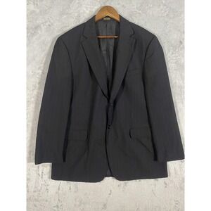 Towncraft Pinstripe Blazer‎ Jacket Mens 44L Charcoal Wool Blend 2 Button Career